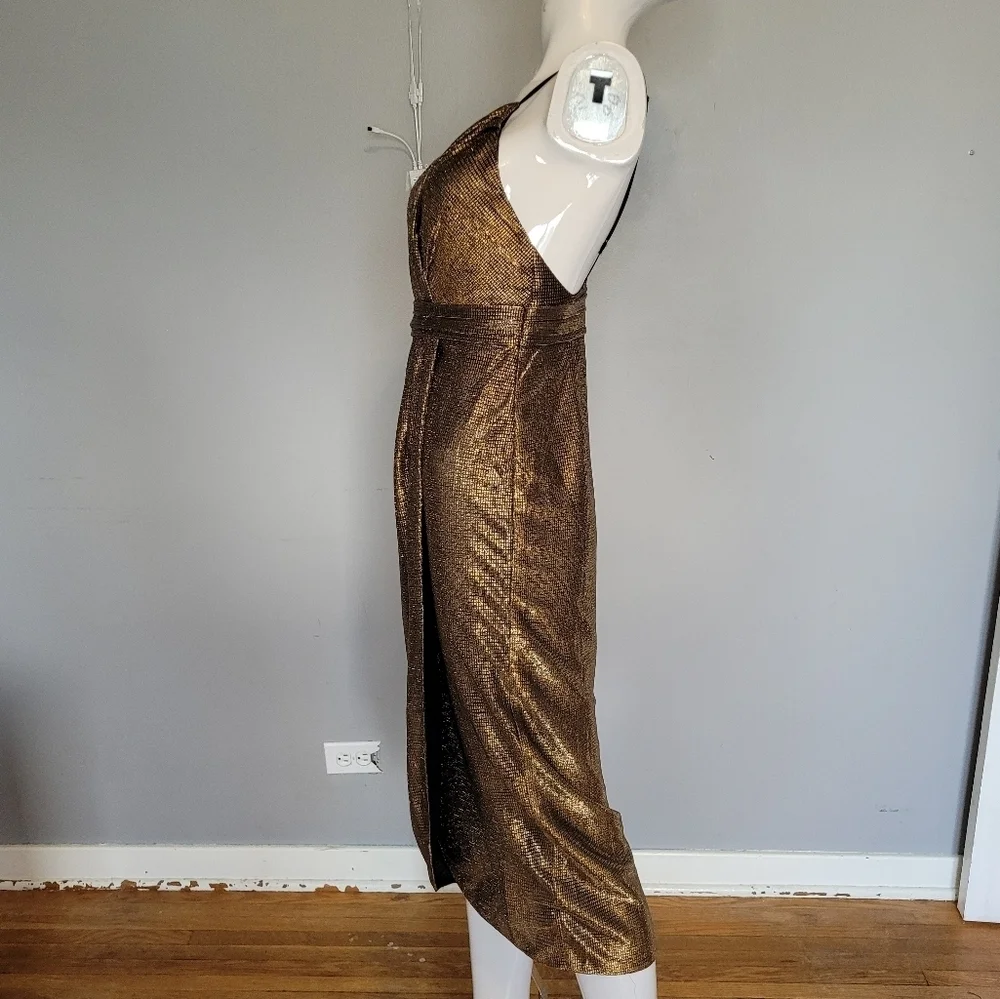 Urban Outfitters Ecote Solid Gold Metallic Tulle Mini Dress, VGUC, Size 2 - Picture 7 of 7